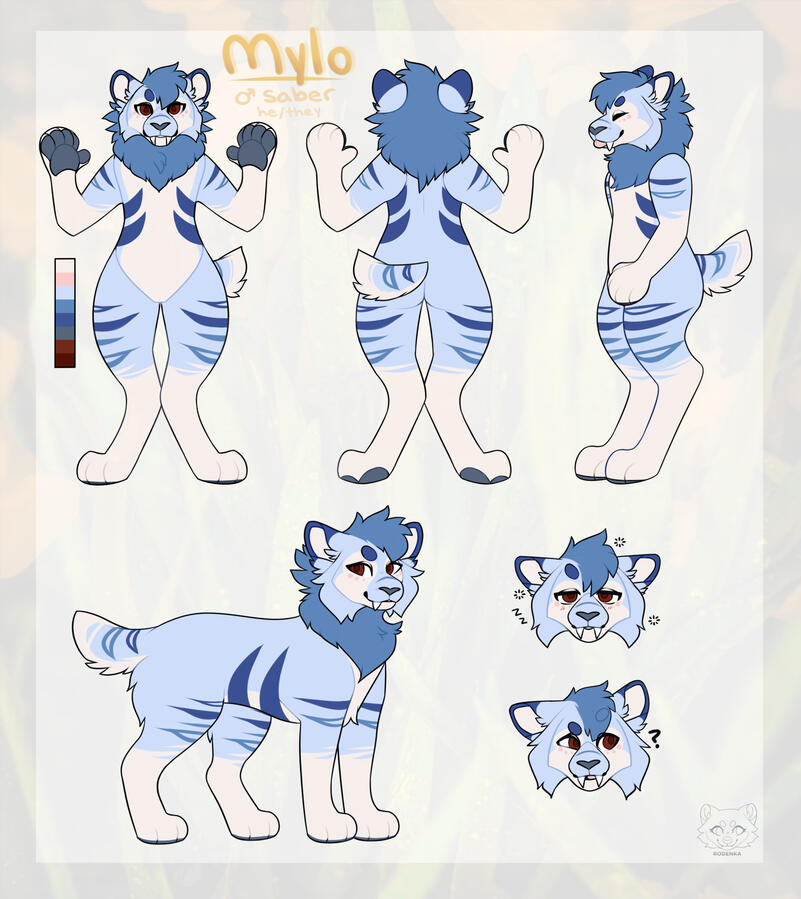 fursuit style ref sheet with lots of add-ons
